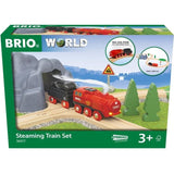 Circuit Locomotive a piles a vapeur - BRIO World - 36017 - Circuit en bois - Rouge