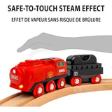 Circuit Locomotive a piles a vapeur - BRIO World - 36017 - Circuit en bois - Rouge