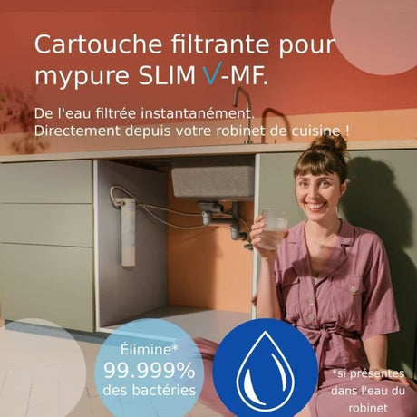 Systeme filtration a eau BRITA - MyPure Slim - Cartouche de rechange - Jusqu'a 1 an d'eau filtrée