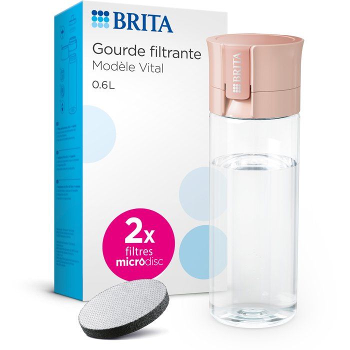 Gourde filtrante - BRITA - 2 microdiscs inclus - Abricot
