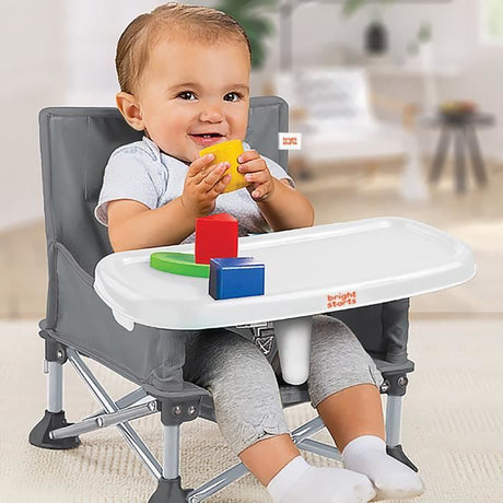 BRIGHT STARTS Rehausseur de chaise pliable, PoP N Sit, nomade, de voyage, Léger et facile a nettoyer, Sac de transport inclus