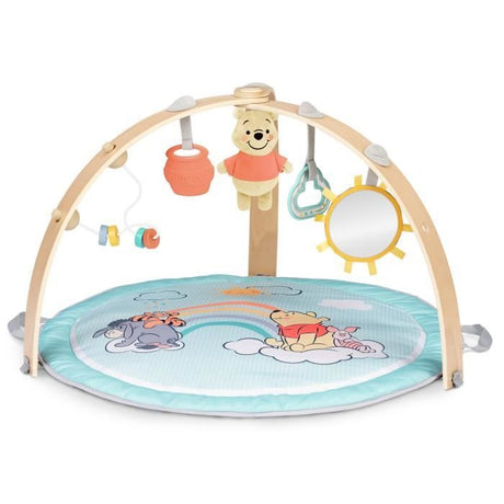 DISNEY BABY- WINNIE- Tapis d'éveil bébé au sol reversible évolutif pliable- arche en bois-  jouets sensoriels et musicaux, miroir