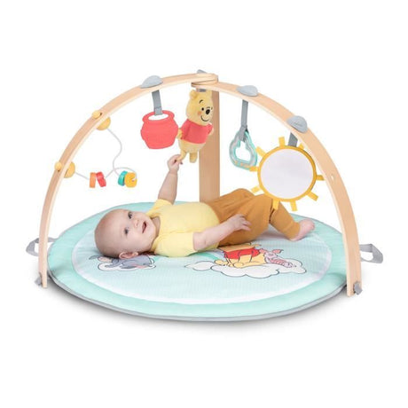 DISNEY BABY- WINNIE- Tapis d'éveil bébé au sol reversible évolutif pliable- arche en bois-  jouets sensoriels et musicaux, miroir