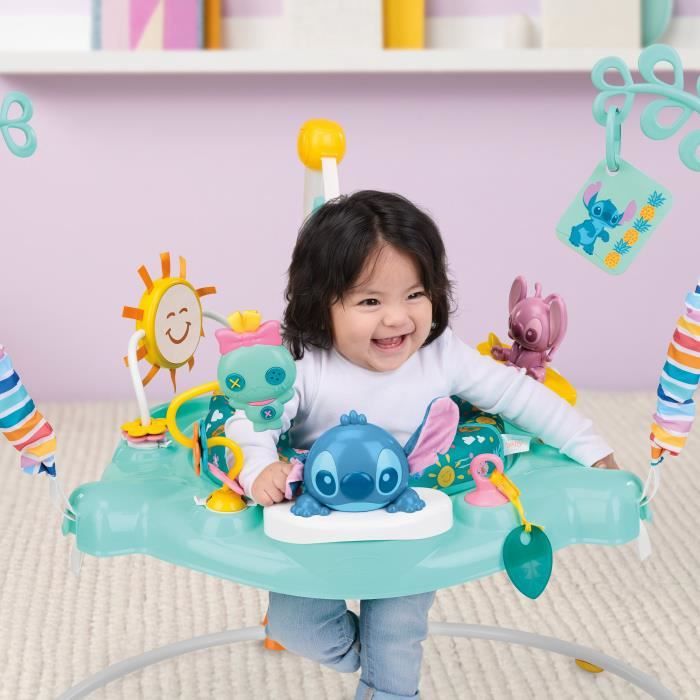 DISNEY BABY -STITCH- Aire d'éveil bébé multi-jouets, siege sauteur a rebonds évolutif, pivotant a 360°  10 jeux interactives Disney