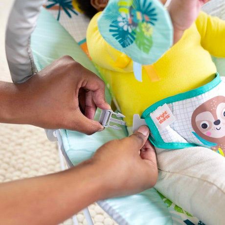 BRIGHT STARTS Transat bébé vibrant Wild Wonders- Arche avec jouets d'éveil amovible, Harnais 3 points