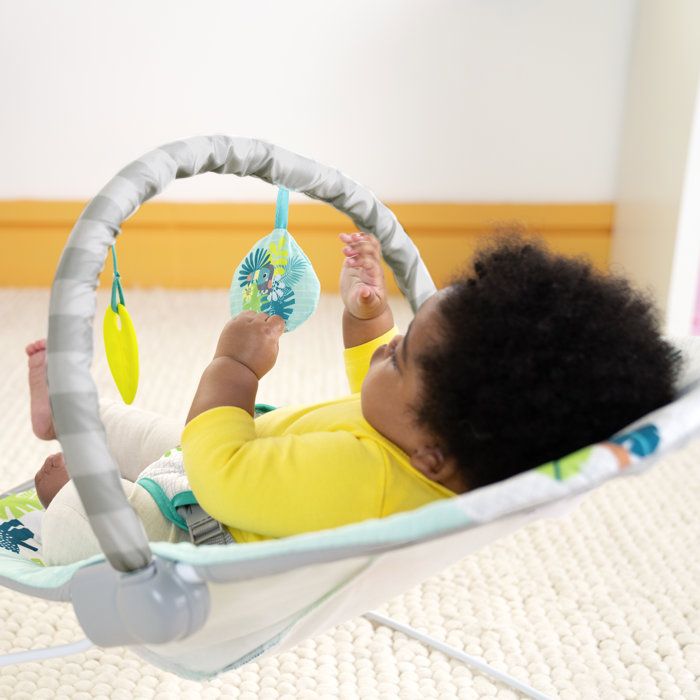 BRIGHT STARTS Transat bébé vibrant Wild Wonders- Arche avec jouets d'éveil amovible, Harnais 3 points