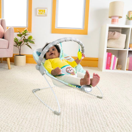 BRIGHT STARTS Transat bébé vibrant Wild Wonders- Arche avec jouets d'éveil amovible, Harnais 3 points