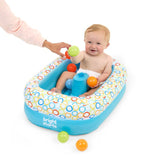 BRIGHT STARTS- Baignoire gonflable avec pompe intégré, 8 balles de jeu et bouche d'évacuation