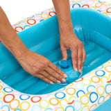 BRIGHT STARTS- Baignoire gonflable avec pompe intégré, 8 balles de jeu et bouche d'évacuation