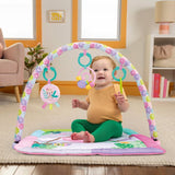 BRIGHTS STARTS Petit tapis d'éveil bébé pliable rose, arche de jeux, 5 jouets bébé, miroir, cartes, boulier et anneau de dentition