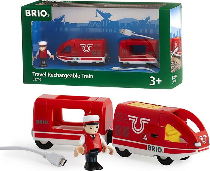 Train de Voyageur Rechargeable BRIO - Circuit de train en bois - Ravensburger - Rouge - Mixte des 3 ans