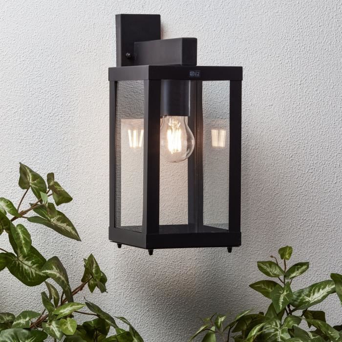 Applique extérieure GAIA descendante noir métal/verre E27 1x60W - BRILLIANT