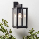 Applique extérieure GAIA descendante noir métal/verre E27 1x60W - BRILLIANT