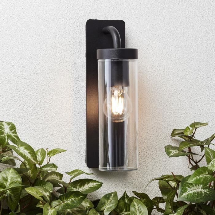 Applique extérieure descendante AOSTA - BRILLIANT - Noir dépoli - Métal/plastique - E27 1x25W