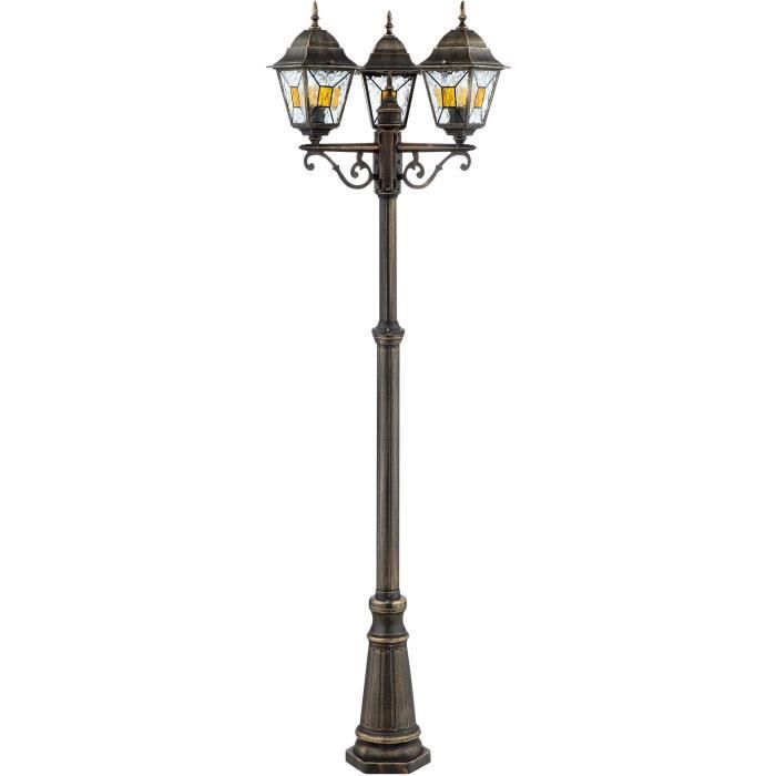 Lampadaire extÈrieur JANEL - BRILLIANT - noir dorÈ - mÈtal/verre - 3x60W - IP44