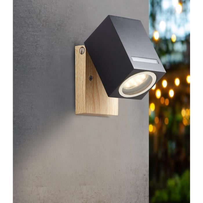 Applique extérieure GALENI - BRILLIANT - noir/naturel - métal/verre - GU10 1x20W