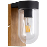 Applique extÈrieure CABAR - BRILLIANT - bois foncÈ/noir - mÈtal/verre E27 1x40W