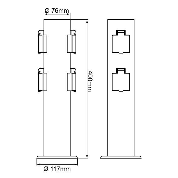 BRILLIANT - DODY Borne avec 4 prises noir mÈtal/plastique E27 LED xW IP44 - Jardin - ExtÈrieur - Electrique