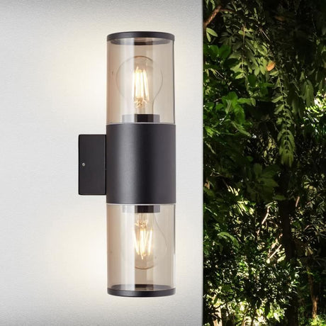 Applique extérieure SERGIORO - BRILLIANT - noir depoli - 2xE27 20W - aluminium/plastique - IP44