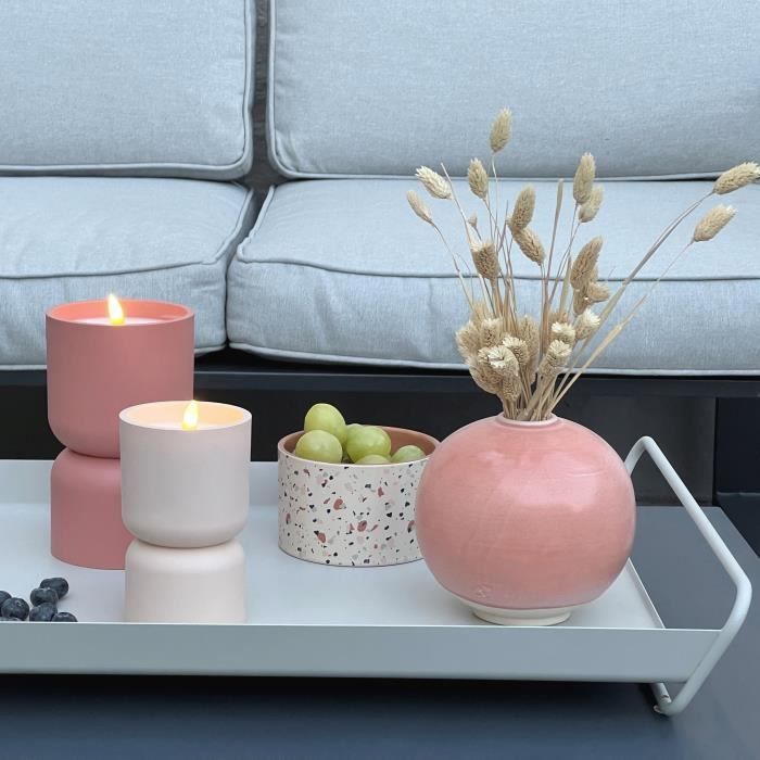 Lampe de table d'extérieur - BRILLIANT - LOVERE - Forme bougie - Plastique - 3 W - Beige et brun clair