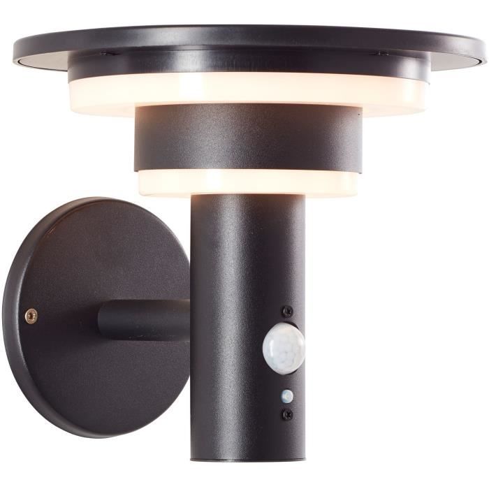 Outdoor wall light - BRILLIANT - GARVINA - LED and solar - Motion detector - Stainless steel and plastic - 4 W - Black