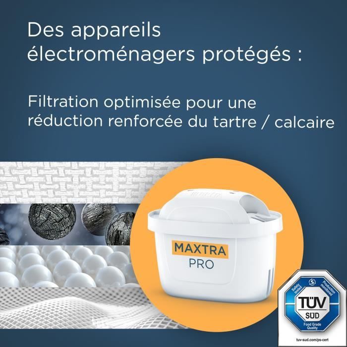 Cartouche BRITA - MAXTRA PRO Expert Anti Tartre - Pack de 4 - Jusqu'a 600L d'eau filtrée