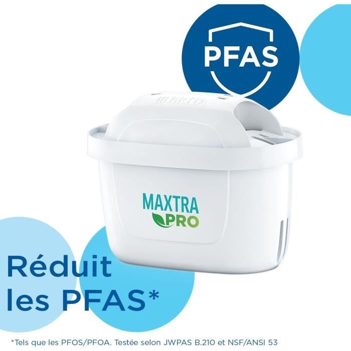 Carafe filtrante en verre BRITA - Model One bleue - Capacité 2,5L dont 1,5L d'eau filtrée - 1 Cartouche Maxtra Pro All-In-1 incluse