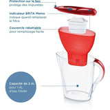 Carafe filtrante BRITA - Marella Rouge - Capacité 2,4L dont 1,4L d'eau filtrée - 1 Cartouche Maxtra Pro All-In-1 incluse