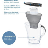 Carafe filtrante BRITA - Marella Graphite - Capacité 2,4L dont 1,4L d'eau filtrée - 1 Cartouche Maxtra Pro All-In-1 incluse
