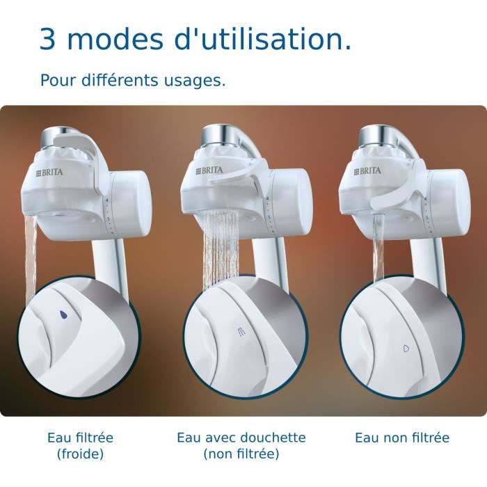 Systeme filtration a eau BRITA - ON TAP - Jusqu'a 4 mois d'eau filtrée - 3 modes d'utilisations - 5 adaptateurs inclus