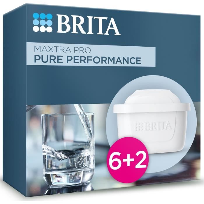Cartouche BRITA - MAXTRA PRO Pure Performance All-In-1 - Pack 6+2 - Jusqu'a 1200L d'eau filtrée