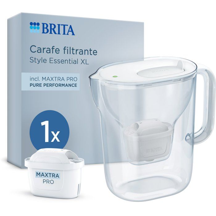 Carafe filtrante BRITA - Style Essential XL blanche - Capacité 3,6L dont 2,3L d'eau filtrée - 1 filtre MAXTRA PRO PURE PERFORMANCE