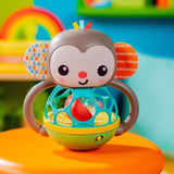 BRIGHT STARTS Jouet hochet musical et lumineux Grab - Giggle Monkey - Avec Oball attrape facile - 6M+