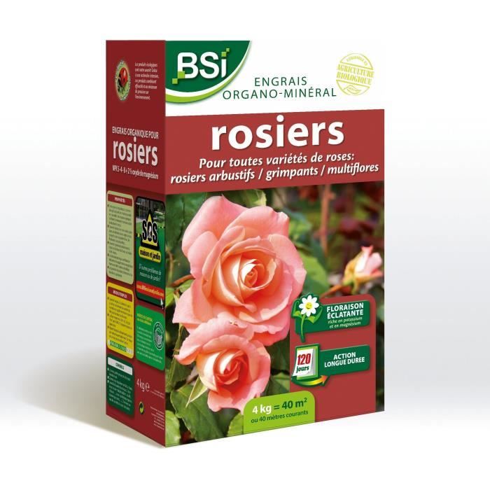 BSI - Engrais Bio - Pour Tous Les sortes De Rosiers - Floraison Éclatante - Action Longue - 4kg - 40 m²