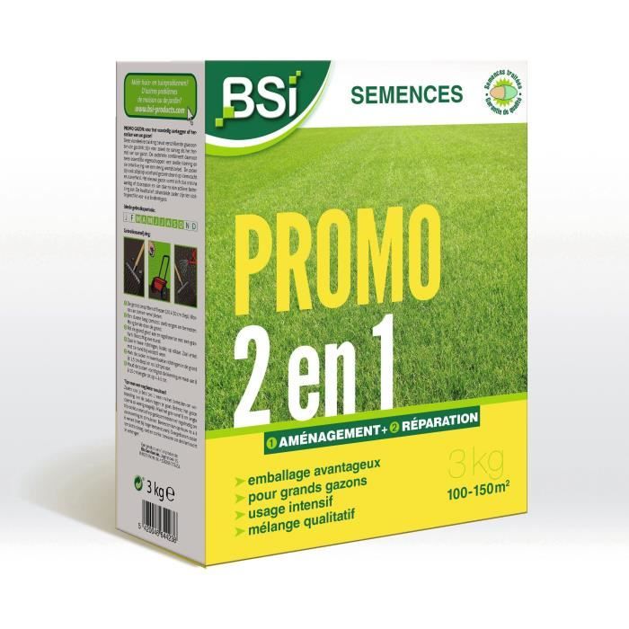 BSI - Grass Seeds - Quick Landscaping or Repair - With Protective Coating - High Quality - Up to 150m² - 3Kg