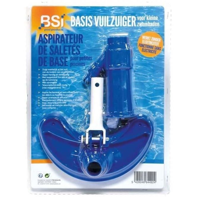 Aspirateur de fond manuel - BSI - Avec sa poche pour les détritus de la piscine - 30cm