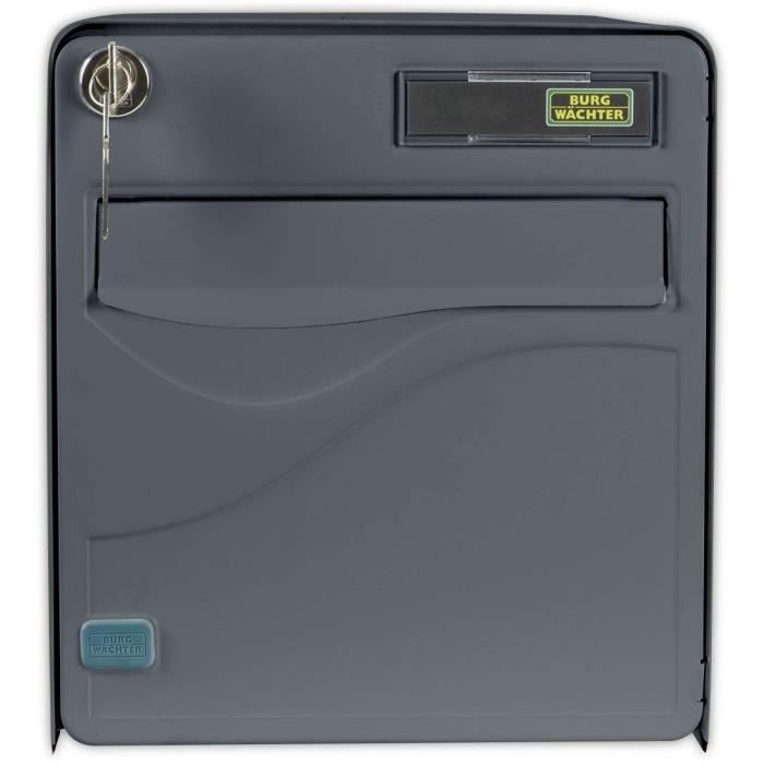 Boîte aux lettres BURG WACHTER BALTIC 1 Porte - Sur pied -Acier galvanisé - Ouverture latérale -  Anthracite - Fabriqué en France