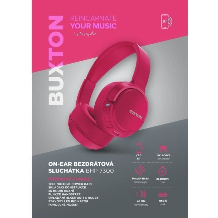 Casque supra-auriculaire sans fil - Buxton - BHP 7300 PINK