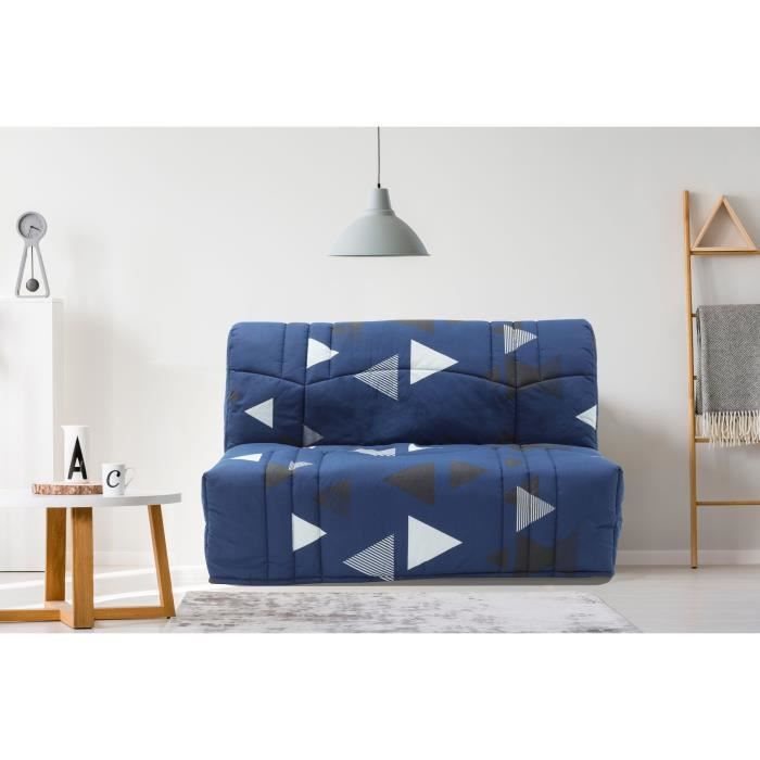 Banquette BZ DREAM - Tissu 100% Coton bikini bleu - Couchage 140x190 cm - L145 x P100 x H90 cm