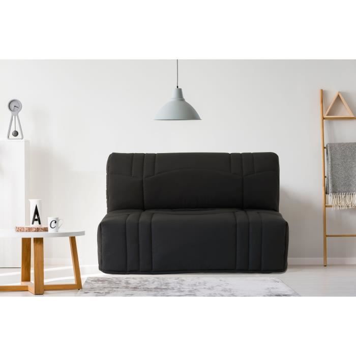 Banquette BZ DREAM - Tissu 100% Coton noir - Couchage 140x190 cm - 2 places - Confort moelleux