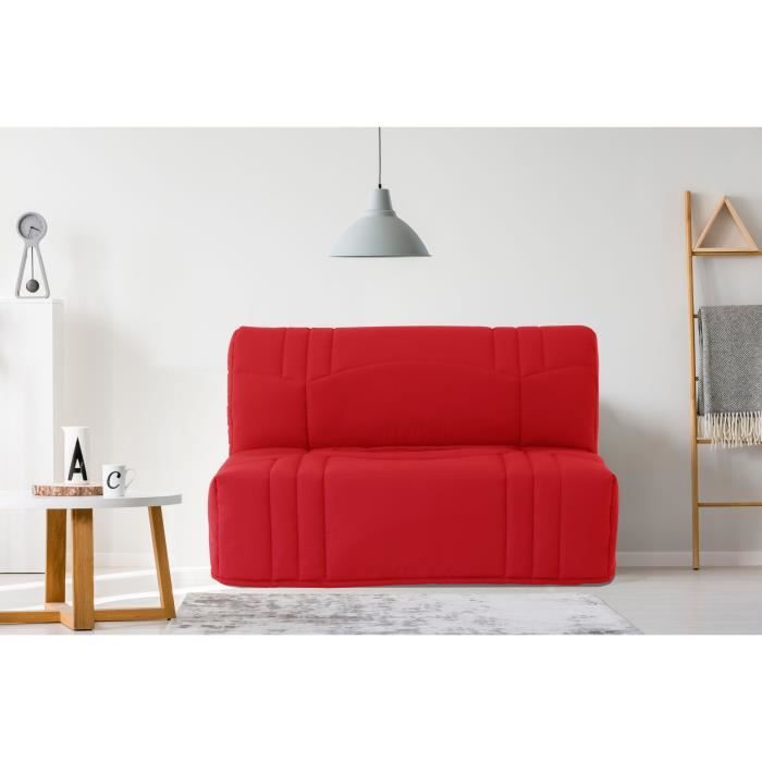 Banquette BZ DREAM - Tissu 100% Coton rouge - Couchage 140x190 cm - Classique - Moelleux