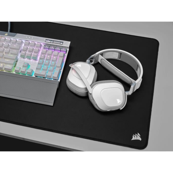 Casque Gaming Sans Fil CORSAIR HS80 RGB Wireless Blanc Son Dolby Atmos Microphone Omnidirectionnel