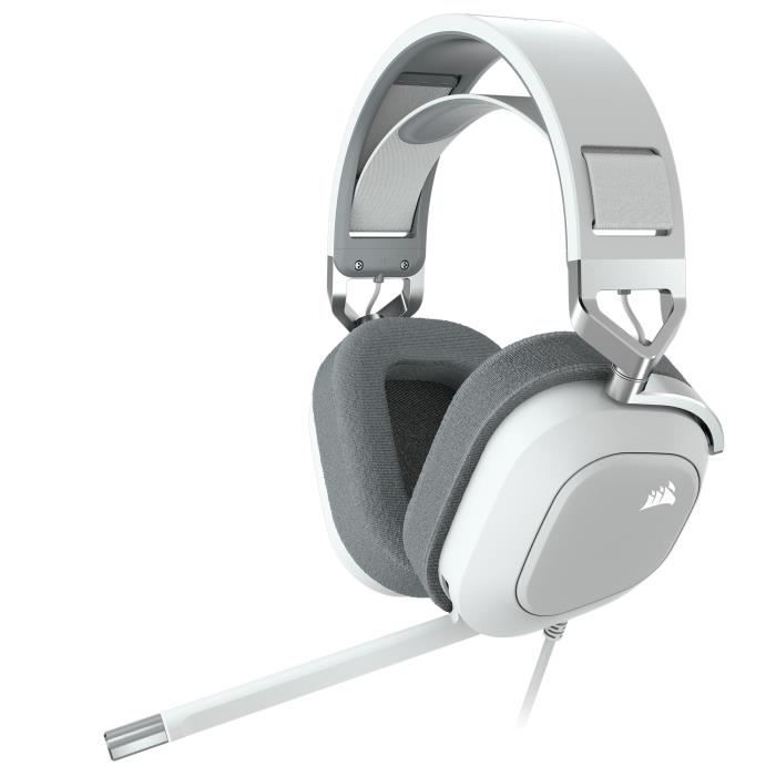 Casque Gaming Filaire CORSAIR HS80 RGB USB Son Surround 7.1 Microphone Omnidirectionnel Blanc