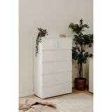 Commode CAPETOWN - Décor blanc brillant - 6 Tiroirs - L80 x H131,5 x P40 cm