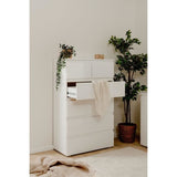 Commode CAPETOWN - Décor blanc brillant - 6 Tiroirs - L80 x H131,5 x P40 cm