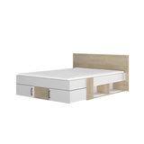 DIAGONE Lit  adulte avec tiroirs de rangement  - Chene et blanc - 140 x 190 - SWIVEL