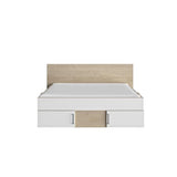 DIAGONE Lit  adulte avec tiroirs de rangement  - Chene et blanc - 140 x 190 - SWIVEL