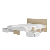 DIAGONE Lit  adulte avec tiroirs de rangement  - Chene et blanc - 140 x 190 - SWIVEL