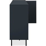 Buffet bas - CARACAS - Décor bleu navy - 2 portes vitrées + 2 portes - L180 x H90 x P40 cm