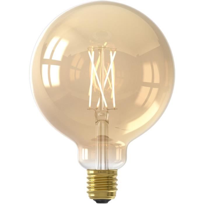 Ampoule LED Filament connectée Globe ambré G125 E27 - CALEX - 7W - 806 lm - 3000 K - Intensité variable - Or